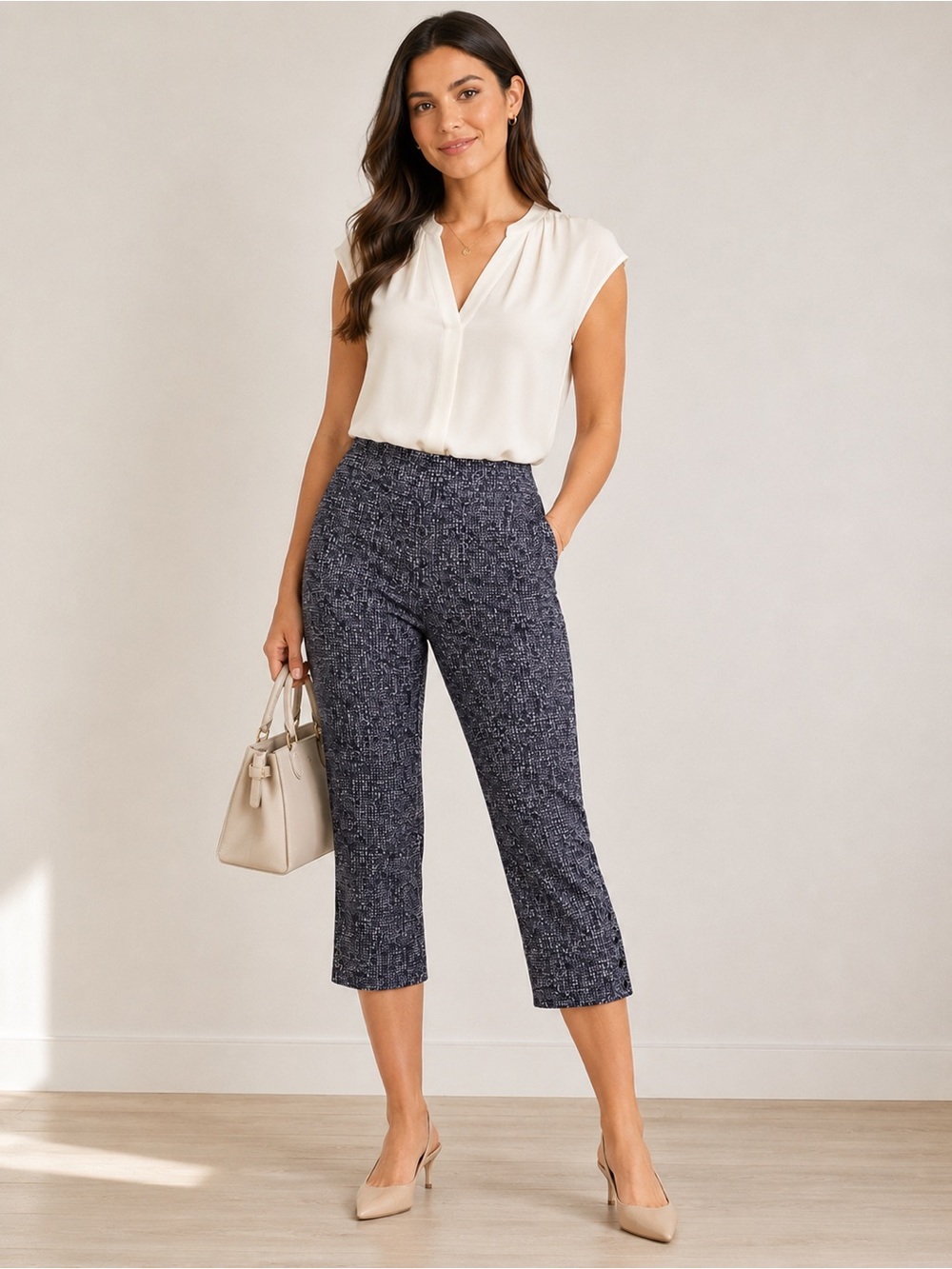 Zack & Rachel Capri Pants Size 8 Quiet Luxury Office Polished Y2K Cropped